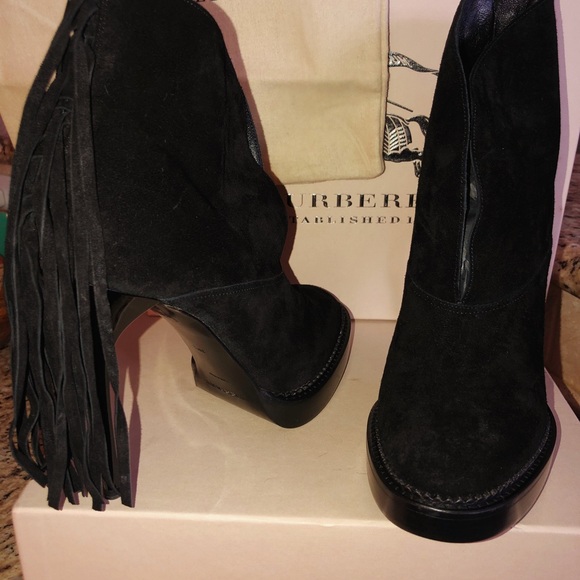 Burberry Nadie Suede Fringe Ankle Boot - Picture 3 of 7